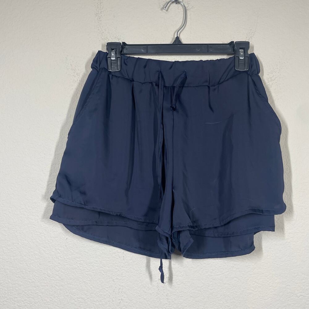 S’edge Womens Size Small Daisy Drawstring Paperbag Shorts Navy Evening Sky